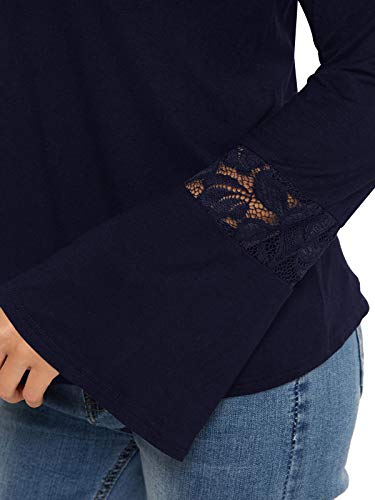 YOINS Camisa para Mujer Invierno Camiseta Manga Larga Camisas de Encaje con Hombros Descubiertos Blusa Informal