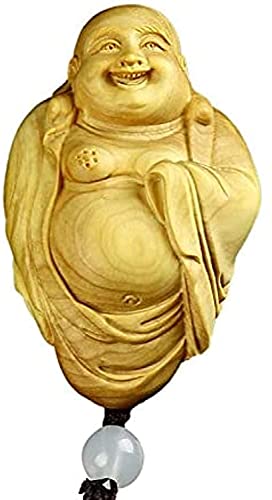 YONGYONGCHONG Escultura Riendo Buda Escultura Boxwood Big-Bellied Maitreya Buddha Statue Crafts Carty Colección de la Estatua Relieve