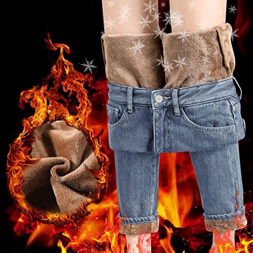 YTZL Pantalones térmicos para mujer con forro, pantalones de invierno térmicos, pantalones de forro polar, pantalones largos de invierno térmicos, pantalones de deporte para exteriores, Aa-azul., 30