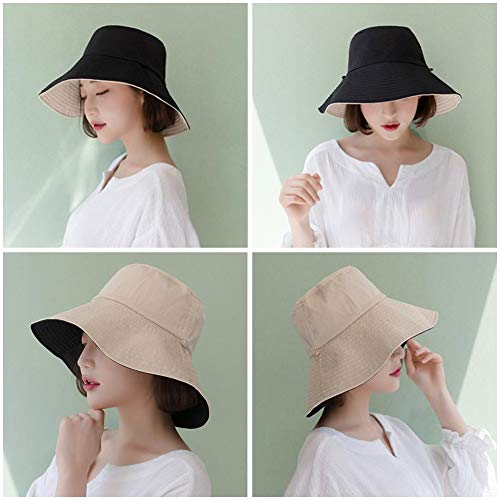 Yuccer Sombrero Mujer Verano Plegable, Algodón Protección Solar Gorro de Playa Mujer Sun Hat for Women Verano Otoño Invierno (B Negro)