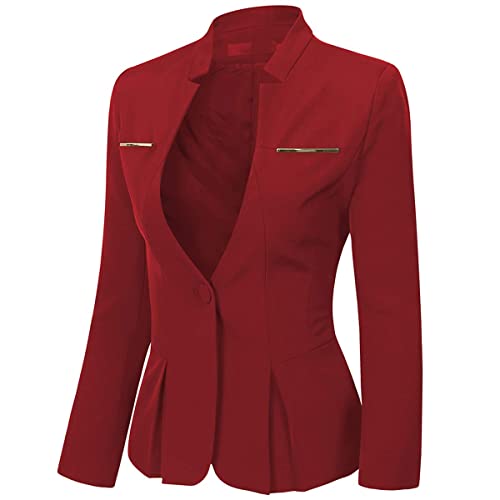 YYNUDA Conjunto de traje para mujer con falda/pantalón, ajustado, elegante atuendo para oficina, Roja + falda., M