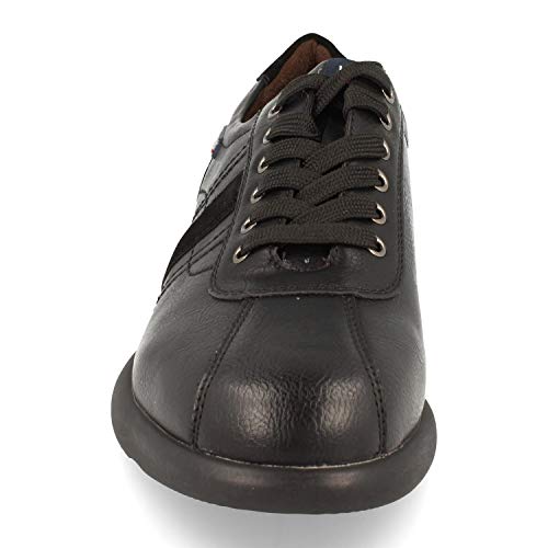 Zapato de Hombre, Comodos, Estampado Liso, Franja en Lateral, y Cierre de Cordones, Otono Invierno 2020. Talla 45 Negro