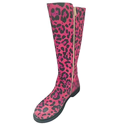 Zapatos de mujer Botas de jinete con estampado de leopardo de tacón grueso Botas con cremallera lateral Zapatos de mujerbotas vaquero talón grueso tacón femeninas tobillo