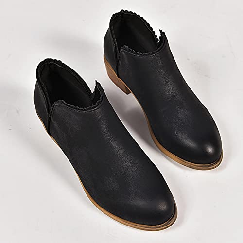 Zapatos de mujer con puntera redonda y tacón alto, para el tiempo libre, para fiestas, senderismo, para el tiempo libre, etc., Negro , 38 EU