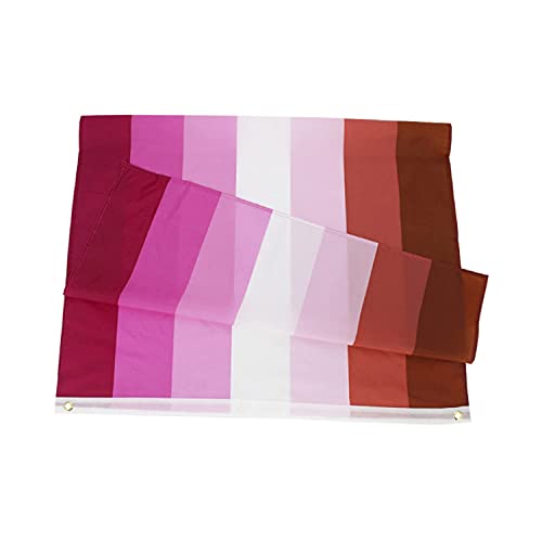 Zeayebsr Bandera de orgullo lésbico Sunset de 3 x 5 pies,Bandera Lesbiana Grande,color vivo y resistente a la decoloración UV,encabezado de lona y doble costura