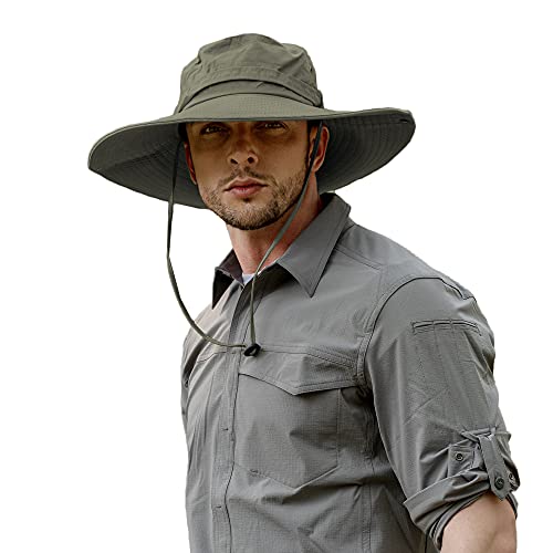 ZLYC Sombrero impermeable para hombre de ala ancha Boonie sombrero de sol al aire libre protección solar Fishmen Cap