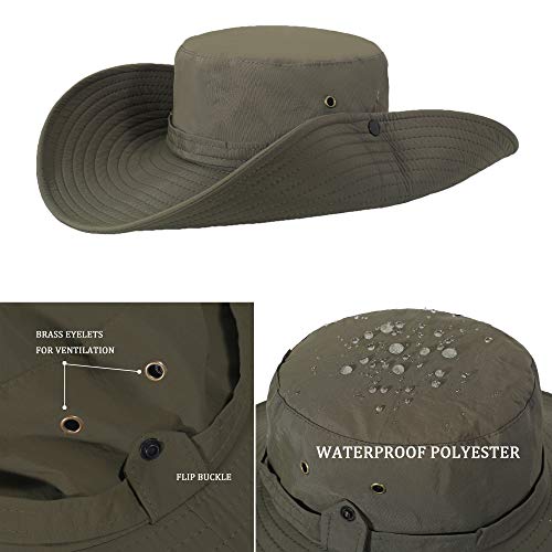 ZLYC Sombrero impermeable para hombre de ala ancha Boonie sombrero de sol al aire libre protección solar Fishmen Cap