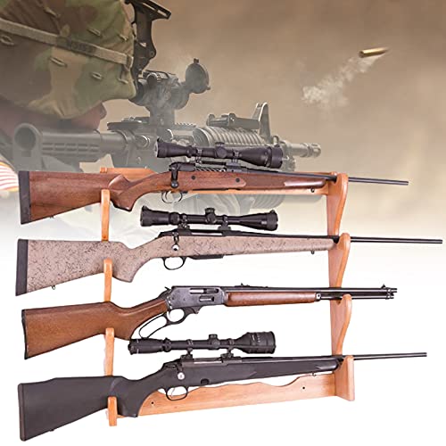 ZPCSAWA Soporte de Madera para Rifle, Rifle de Montaje en Pared Pantalla para 4 Rifles, Montaje en Pared, Fácil de Instalar Estante del Bate de Béisbol Rifle Hanger