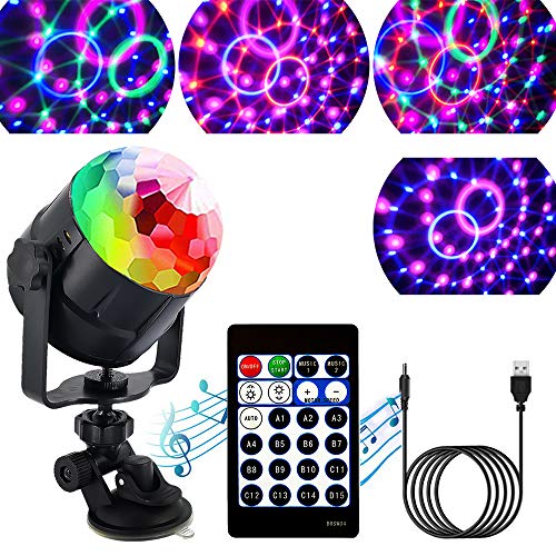 ZStarlite Bola de Luces Discoteca Giratoria para Fiesta con Cable USB, Disco Luz con 15 Colores de Iluminacion, Led Giratoria Luz para Festival,Bar