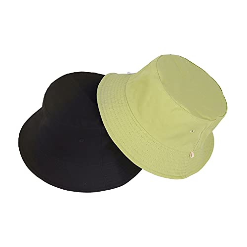 Zylioo Oversize XXL 100% algodón Bucket Hat,Reversible Floppy Boonie Hat Cap,Sombrero de sol de verano de doble cara, Negro-aguacate verde, XXL