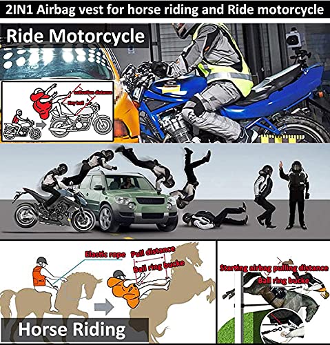 ZZJCY Chaleco Airbag Motocicleta para Uso Larga Distancia, Ropa Seguridad Reflectante Moto Noche, Expandir En 2 Segundos, Fácil Usar Y Extraíble, para Ride Motocross, Equitación, Esquí,Verde,XL