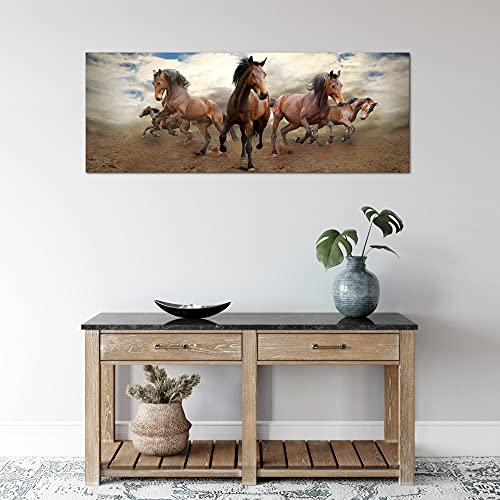 036012a - Cuadro de pared (100 x 40 cm, fieltro), diseño de caballos