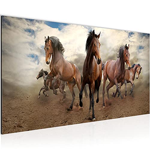 036012a - Cuadro de pared (100 x 40 cm, fieltro), diseño de caballos