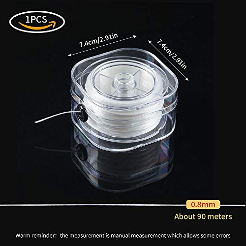 0.8 mm Hilo de nailon transparente, Hilo de Abalorios Transparente para Pulsera Collar y Otras Manualidades 90 m