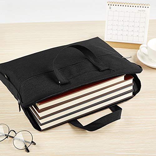 1 bolsa de lona para portátil impermeable y duradero, de gran capacidad, adecuado para oficina de negocios (30 x 39 x 4,5 cm)., Black (Negro) - VQRVF-62200