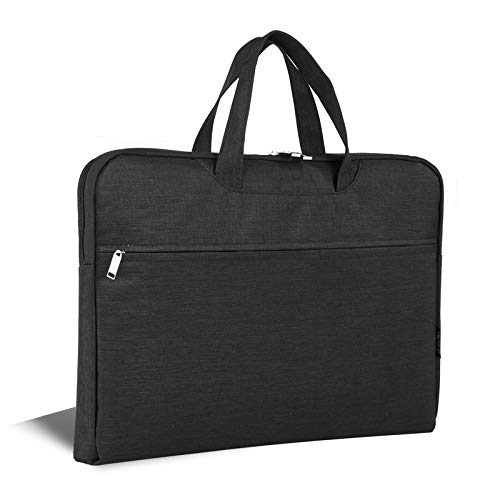 1 bolsa de lona para portátil impermeable y duradero, de gran capacidad, adecuado para oficina de negocios (30 x 39 x 4,5 cm)., Black (Negro) - VQRVF-62200