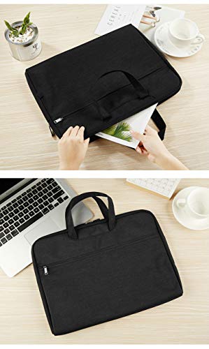 1 bolsa de lona para portátil impermeable y duradero, de gran capacidad, adecuado para oficina de negocios (30 x 39 x 4,5 cm)., Black (Negro) - VQRVF-62200