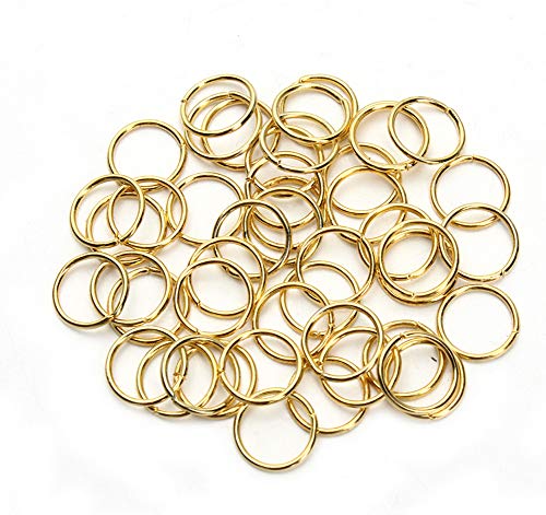 1 caja (1450 piezas) de varios tamaños de acero inoxidable cerrados abiertos anillos de salto para collar y pulsera, kits de joyería de bricolaje (3 mm, 4 mm, 5 mm, 6 mm, 7 mm, 8 mm, 10 mm) (oro)
