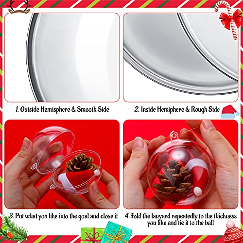 10 Adornos de Bolas Transparentes de Navidad Bolas Rellenables Bolas de Navidad de Plástico Adornos Colgantes de Bolas de Árboles de Navidad con Cuerda Dorada para Fotos Manualidades