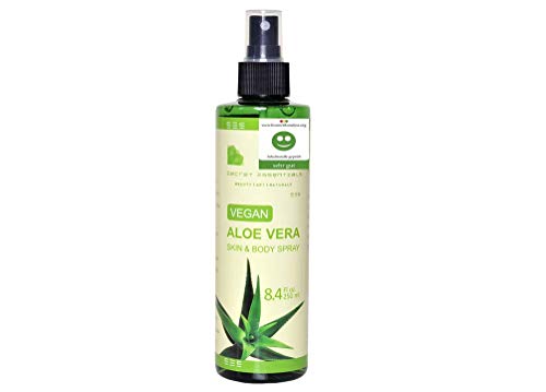 100% Organic and Vegan Aloe Vera Gel Spray for Dry, sunburned, and irritated Skin and Hair - De Premium Quality - -by Secret Essentials