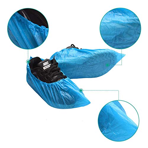100 piezas de plástico impermeable a prueba de polvo fundas de zapatos para pisos, azul, talla única
