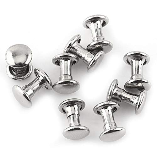 100 Remaches de Metal de Doble Sombrero de 6x8 mm, Remaches Redondos a Presión, Bolsos de Cuero para Cinturones, Ropa, Ropa, Zapatos, Adornos para Collares de Mascotas(Plata)