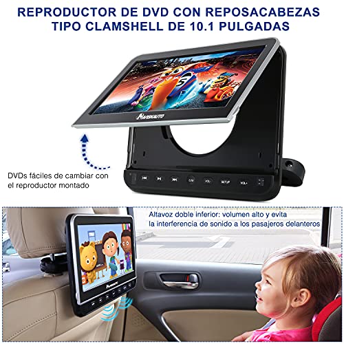 10.1" DVD Portátil Coche Reposacabezas con Entrada HDMI, Reproductor DVD con Auriculares Soporte MP4/ 1080P/ MKV/USB/SD/AVI, NAVISKAUTO