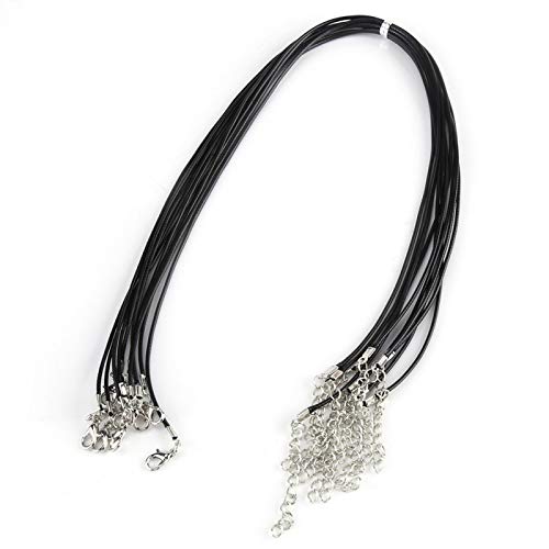 10pcs Collar de Cuerda de Cera Collar de Cordón de 1,5mm Cordón de Cuero de Imitación de 18 Pulgadas para Hacer Joyas Collares Pulseras (Negro)
