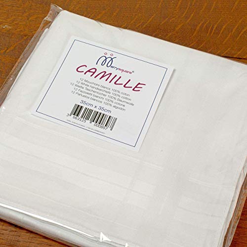 12 pañuelos blancos - Modelo"Camille" - 35 centimetros