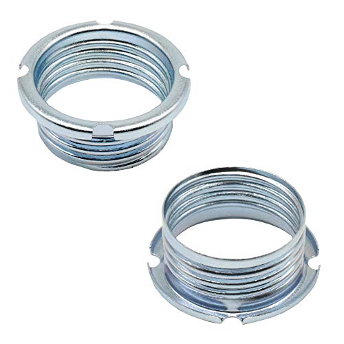 2 anillos roscados de 20,8 x 2 mm para portalámparas halógenas G9 / GY6,35 / GU4 / GU5,3, metal galvanizado, diámetro 27 x 11 mm