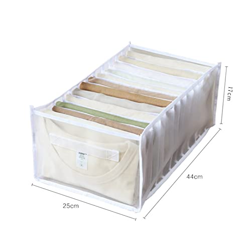 2 cajas plegables para armario (44 x 25 x 17 cm), caja separadora para armario con asa, armario de ropa, cajón, malla, compartimento para vaqueros, 12 rejillas, cajón plegable, lavable, hogar