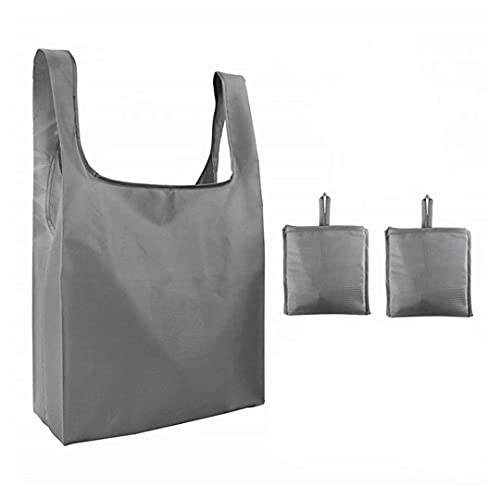2 unidades de bolsa de la compra portátil plegable impermeable de tela Oxford bolsa reutilizable bolsa de artículos diversos (gris)