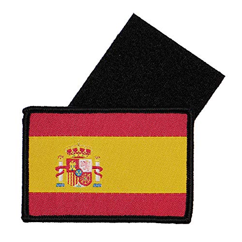 2 x Parches Bordados Bandera España con Colores Oficiales - Escudo bordado - Parches Moteros Bordados - Parches Militares - 75 x 50 mm