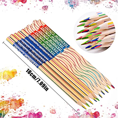 20 Piezas Lápices De Colores Para Niños Set Lápices De Colores Arcoiris Profesional Lápices De Colores Del Arco Iris Lápiz De Madera Para Arte Dibujo,Escritura, Colorear y Bosquejar Para Adultos Niños