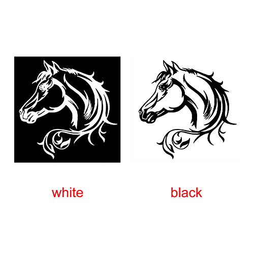 20 x 20 cm de pegatinas reflectantes para coche, diseño de cabeza de caballo con animales, modelo de cuerpo, pegatinas decorativas, pegatinas para coche, color negro y blanco (negro)