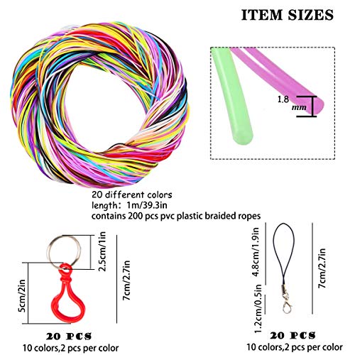 200 PCS hilo Plastico, Cuerda, Cordón Plástico,Cordones de Plástico Trenzado, Cuerda Trenzada de Colores Para Manualidades, Pulseras de la Amistad.
