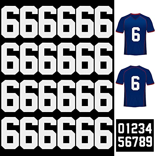 25 Piezas Números Planchados Números de Transferencia de Calor Letras Planchadas de 8 Pulgadas para Uniforme de Equipo Camiseta Deportiva Fútbol Baloncesto Béisbol (Blanco 6)