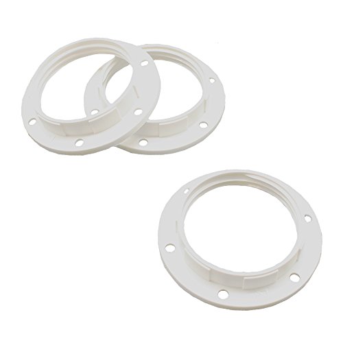 3 pieza anillo de rosca E27 Anillo Color Blanco para lámparas de capacidad de plástico con dos rosca marchas para lámpara de pantalla o Cristal de los elementos