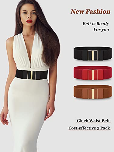 3 Piezas de Cinturón Ancho para Mujer, Cinturón Elástico de Cintura Elástica, Vestido para Mujer