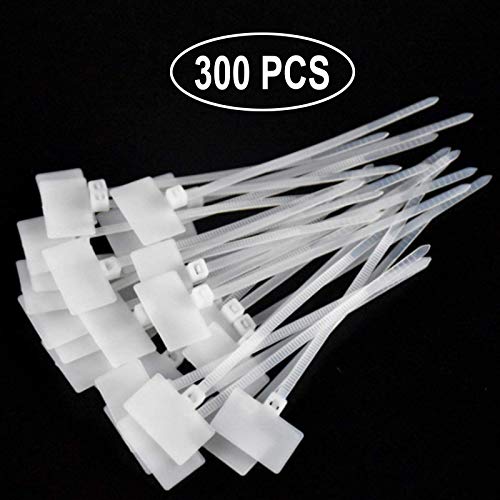 300 Piezas Bridas Blancas Bridas Plastico Blancas Bridas Blancas Largas Blanco Bridas Cables de Nylon Etiqueta de Cable Organizador de Cables Escritorio Organizador Lazos con Etiqueta de Escritura