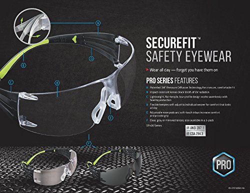 3M Secure-Fit 400 - Gafas protectoras antiarañazos, color negro