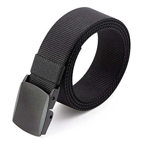 3ZHIYI Plástico Hebilla Nylon Mens Cinturones De Estilo Militar Ligero 49,2 " (B-Negro 01)