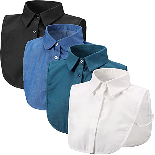 4 Collares Falsos Blusa Desmontable Dickey Cuello de Medias Camisas, 4 colores