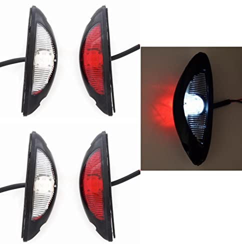 4 luces LED blanco rojo esquina lateral de luz de contorno, base plana, contorno de luz de camión