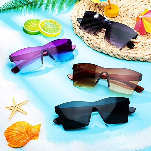 4 pares de gafas de sol cuadradas de gran tamaño sin montura de color caramelo unisex para mujeres y hombres