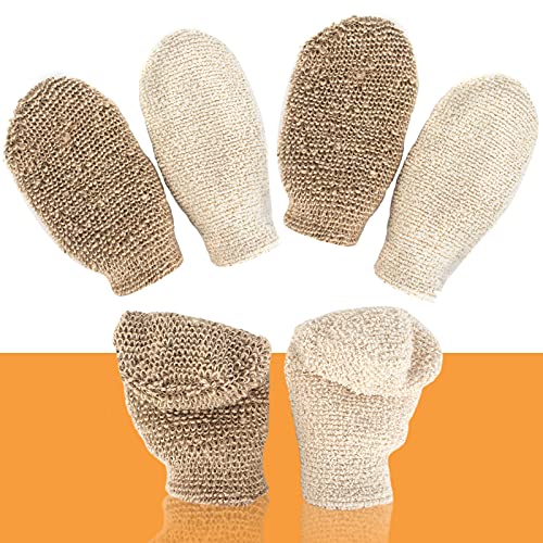 4 Piezas guantes exfoliantes para el cuerpo guantes esponja ducha guantes exfoliantes lino para el cuerpo, para limpiar euerpo, spa, masaje, exfoliación, anti celulitis, obtener piel suave