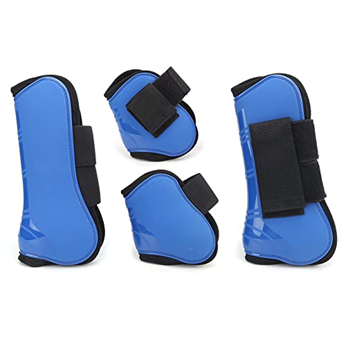 4 Piezas Protector de Pierna de Caballo Botas de Neopreno de Pierna de Caballo PU Botas de protección de tendón para Montar amortiguación(Azul XL)