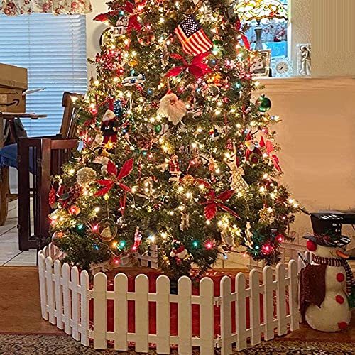 4 vallas de plástico blanco para valla de piquetes, árbol de Navidad de Navidad, decoración de bodas, en miniatura, borde de jardín,valla de borde de césped (un paquete es de 6.5 pies en total)