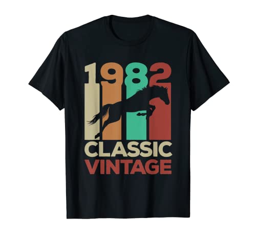 40 Cumpleaños 1982 Jinete Cabalgando Retro Vintage Camiseta