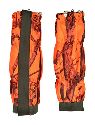 4adventures PERCUSSION - Polainas de caza robustas de camuflaje naranja con cuerda de acero poliéster 900D con revestimiento de PVC
